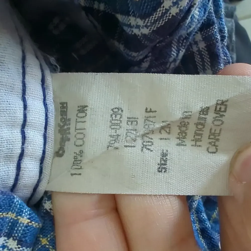 Vintage OshKosh B'gosh Baby Overall Shorts Shortalls Blue Checker Plaid 12 Month